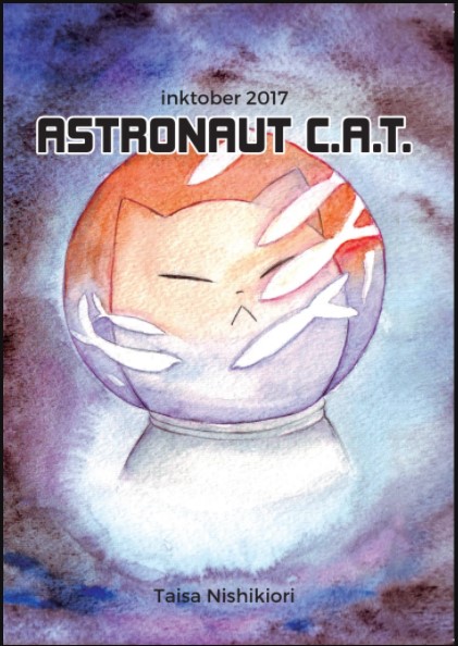 cartoon de Gato Branco com capacete de astronauta